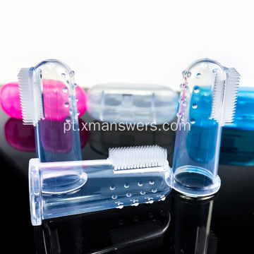 Conjunto de escova de dentes de silicone para crianças com cores diferentes